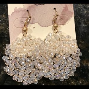 White diamond crystal bead fashion earrings